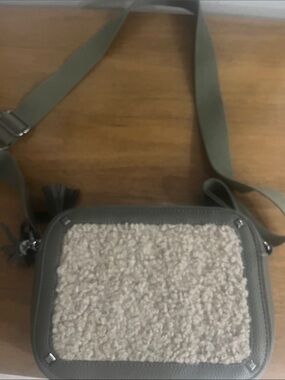 Rachel Zoe Olive Green Crossbody with Cream Sherpa Panel